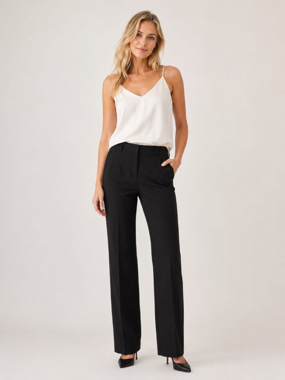 2/$30 Chico's High Rise Straight Leg Dress Pant Black 12 #A4187